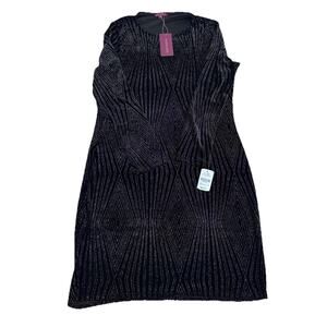 Sahara womens long sleeve crew neckline glitter accents Medium cocktail dress